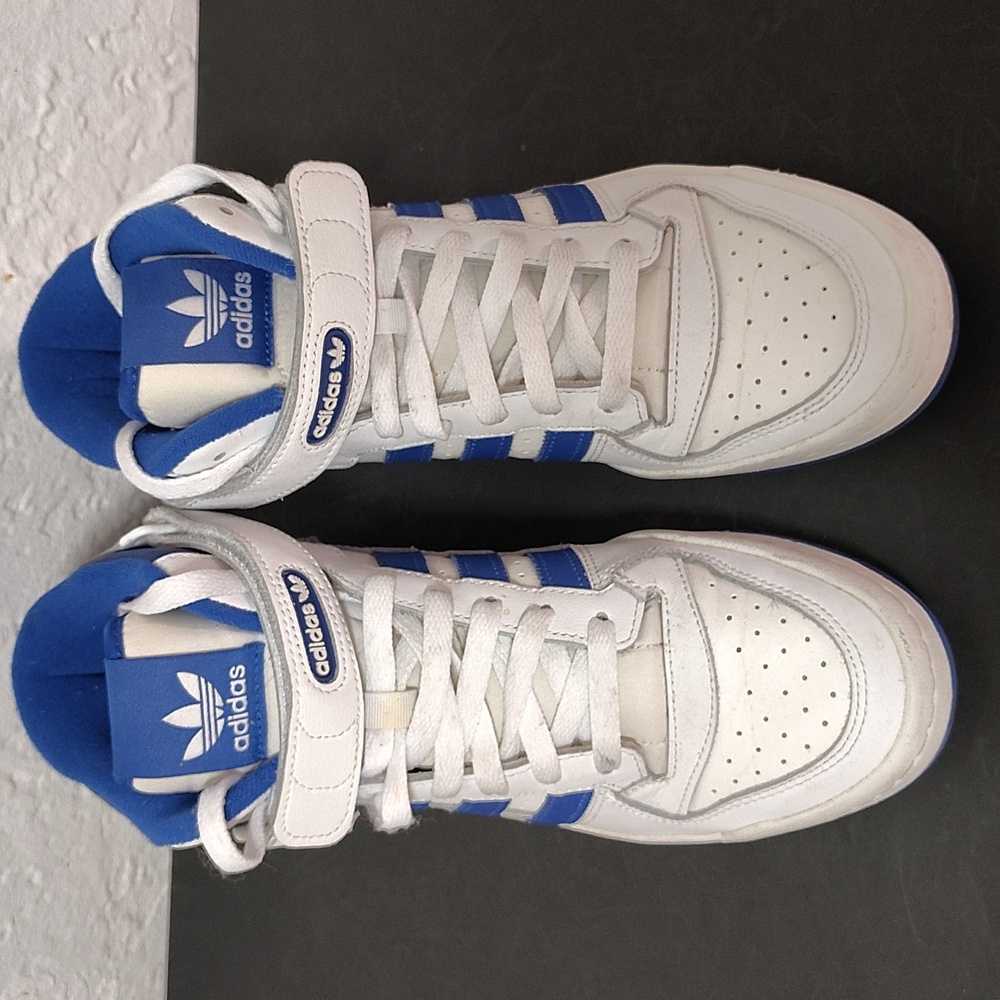 Adidas Originals Men's Forum Mid Sneaker White/ Royal Blue Size men 8 or women 9 - Picture 10 of 14